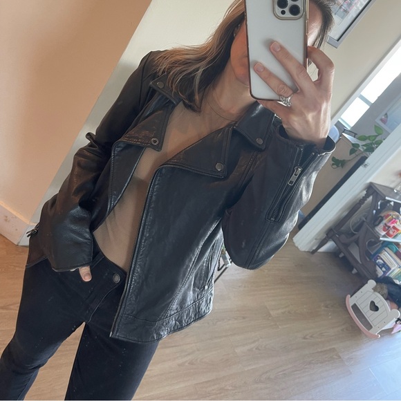 Muubaa Sabik Leather Biker Jacket in Black US 8 100% Sheep Skin - Picture 4 of 17
